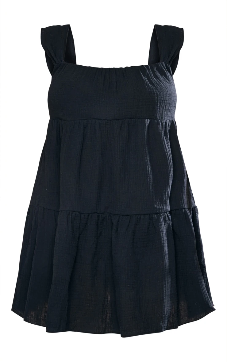 Plus Black Textured Tiered Shift Dress 7 Plus Black Textured Tiered Shift Dress - Image 5
