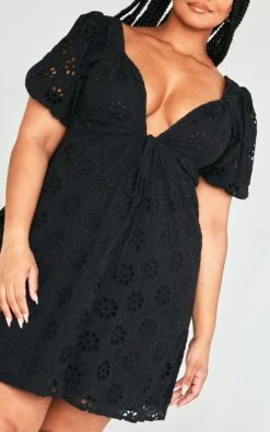 Plus Black Broderie Anglaise Puff Sleeve Shift Dress -Goremje Style c09d8045295052a17856ed528f11b9bdb028cce1 cnd4862 4