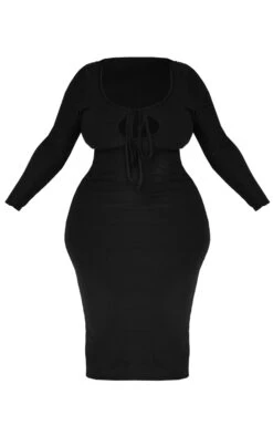 Plus Black Soft Touch Tie Front Long Sleeve Dress 11 Plus Black Soft Touch Tie Front Long Sleeve Dress -Goremje Style c0c8d891ad81a9a4d9d431a34c4fac3beea0aacf cnc9609 5