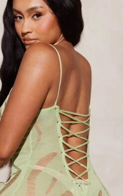 Shape Lime Knit Ladder Detailed Low Back Mini Dress -Goremje Style c0d4cf5d910327334e559454ac7a8a6ba4f94430 cnd4431 4