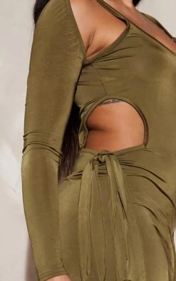 Shape Khaki Slinky One Shoulder Strappy Mini Dress -Goremje Style c0d529452c153f7a78684ff841afeee953302392 cne3556 4