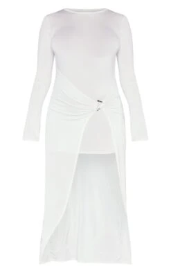 Maternity White Slinky Buckle Detail Maxi Dress -Goremje Style c131b2b18e6ae13a8ba20536464a9c999958f785 cnd7205 5