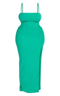 Plus Bright Green Crepe Side Split Midaxi Dress -Goremje Style c16ab2ecf586e2fbe4df295c504b22662abbd1c6 cnd4978 5
