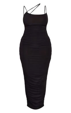 Shape Black Slinky Asymmetric Strap Ruched Side Midaxi Dress -Goremje Style c20733a0cd3b4909bb8ece4e0f95036573d2fc47 cmy8189 6