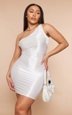 Shape White Stretch Satin Strappy Backless Bodycon Dress