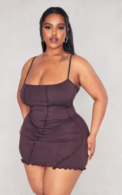 Plus Taupe Seam Detail Bodycon Dress -Goremje Style c268664a3736429a15cf64e9f891bd7da12c7896 cnd2492 3