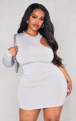 Plus Grey Cut Out One Shoulder Bodycon Dress 9 Plus Grey Cut Out One Shoulder Bodycon Dress -Goremje Style c4796d056f683eed551877342d08907484faca74 cnd2482 1