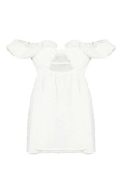 Petite White Floral Textured Mini Dress -Goremje Style c4f75e8cfa50f2a970998d9994d5d080b4abd362 cnd7148 5