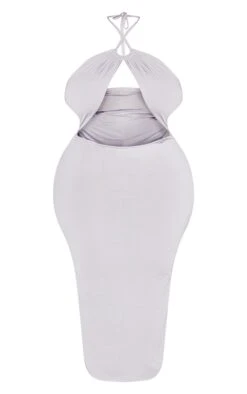 Plus Grey Cut Out Halterneck Midi Dress -Goremje Style c530461c2687d9b0aa6276a46fa7836866cac914 cnd2487 5