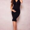 Maternity Black Textured Contour Rib Midi Dress -Goremje Style c6168979f3eb97383bb928c5a0a70376ab12693b cnd7219 1