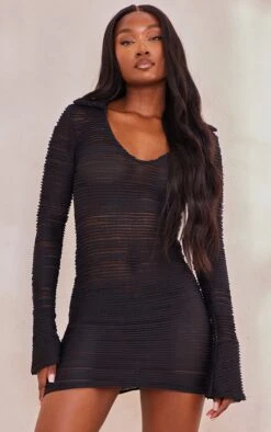 Tall Black Textured Mini Dress