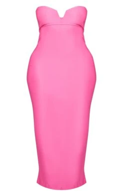 Shape Bright Pink Slinky V Bar Midi Dress -Goremje Style c7d62d4da208e0ca42399641e784f297ae319c43 cne0490 5