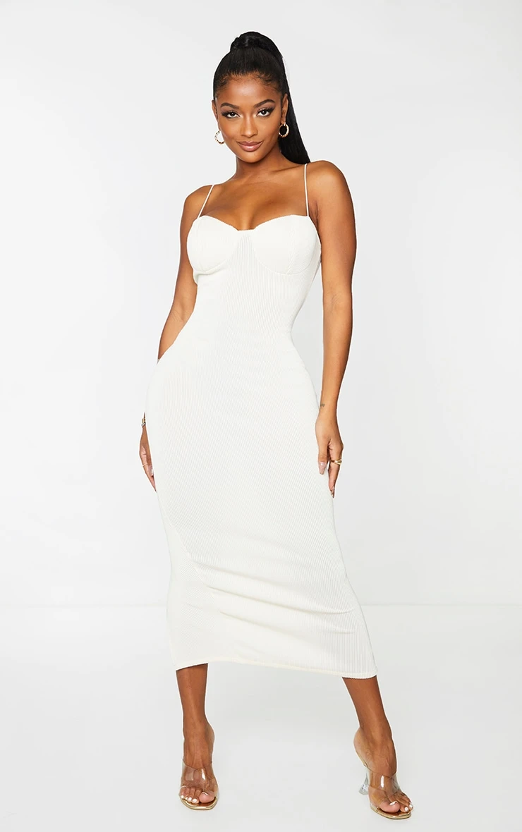 Shape Cream Plisse Strappy Cup Detail Midaxi Dress 3 Shape Cream Plisse Strappy Cup Detail Midaxi Dress