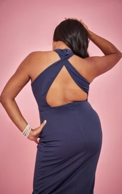 Plus Navy Scuba High Neck Cross Back Maxi Dress -Goremje Style cb124cc8a81753c668663028b94291a97be44d4b cnd9826 4