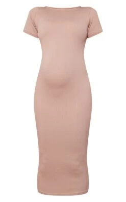 Maternity Stone Contour Rib Short Sleeve Midi Dress -Goremje Style cc7f8aaed74ebe8b20a9fe85392dde349566c2f6 cnd7244 5