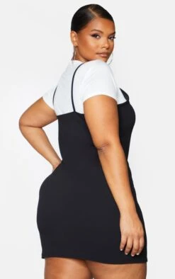 Plus Black 2 In 1 Strappy Split Front Shift Dress -Goremje Style cd5e30a83735943c3085e9b2d92f4cd6e2a21dfa cml2259 3