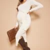 Maternity Cream V Neck Bodycon Dress With Tie -Goremje Style cddbdcc2baf94c789a88a1904137b22871de4990 cnb2408 1