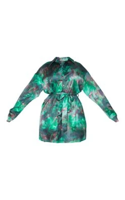 Plus Green Flame Tie Dye Printed Tie Waist Shirt Dress -Goremje Style d0928a62242f68fdddd30f2c3db6b9c26155e61f cmn1572 5