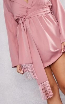 Plus Rose Wrap Front Tassel Belted Dress -Goremje Style d18c9fddc140628b957ef11b006e6eda1b6ed4fd cnc7347 4