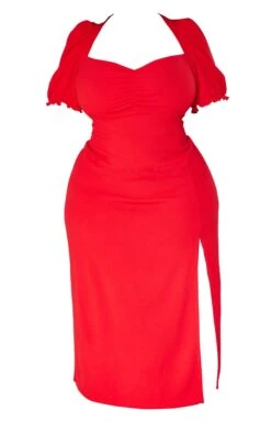 Plus Red Puff Short Sleeve Midi Dress -Goremje Style d24e1f8b4aa57ed408fc0745ec912159a36c7e42 cna7416 5