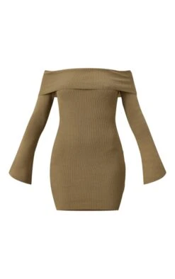 Tall Khaki Knit Off The Shoulder Mini Dress -Goremje Style d28148680efdff80aa5154223a6a794627fdae98 cnc4061 5