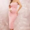 Maternity Baby Pink Bandeau Ruched Midaxi Dress -Goremje Style d5c7fc761697ecd0c33df419e0dc0477b4887d7c cnd3075 1