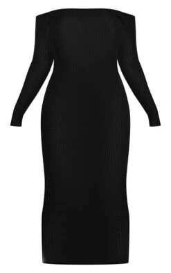 Plus Black Sheer Knit Bardot Midi Dress -Goremje Style d5d5227c4a0542cd61e6178971b102aa71949d52 cmz8369 5