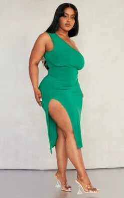 Plus Bright Green One Shoulder Cut Out Midi Dress -Goremje Style d61bab1b2892ece3e7f4397a579e5f558aa57d92 cnd5060 3
