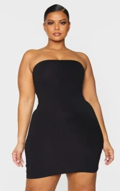 Plus Black Basic Jersey Bandeau Bodycon Dress