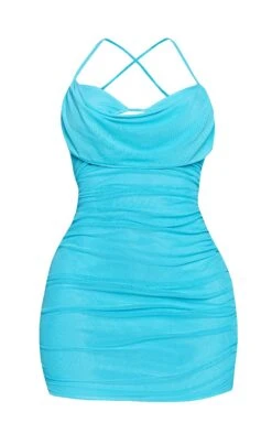 Shape Aqua Blue Mesh Cowl Bralette Detail Ruched Bodycon Dress -Goremje Style d6bdb6c867de5b83c0afac744525506e5f183953 cmy3272 6