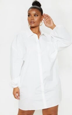 Plus White Oversized Puff Sleeve Shirt Dress -Goremje Style d71a2c0a030abcca5fd41f567318c8730d380a0f cmc3981 1