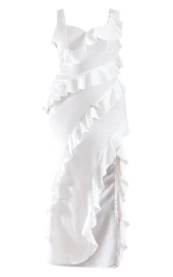 Plus White Satin Frill Layered Midaxi Dress -Goremje Style d7785d5d8fc5c864baecd14e1e1a4c6f5617ac48 cnd4826 5