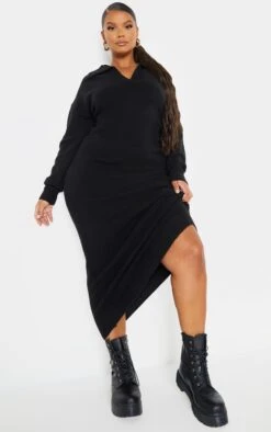 Plus Black Collar Detail Cosy Knitted Midaxi Dress -Goremje Style d956fd886d11583fb1bc487fa1ecca8063c2f5ed cmt4504 4