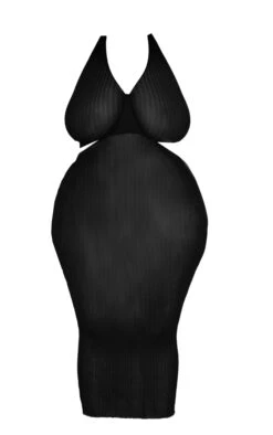 Plus Black Sheer Knit Cross Halter Neck Midi Dress -Goremje Style db84adae7a4f3d9248c72999c3f640bf55aef9f1 cnc7956 5