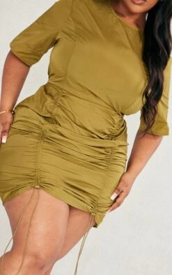 Plus Dark Olive Nylon Ruched Bodycon Dress 9 Plus Dark Olive Nylon Ruched Bodycon Dress -Goremje Style e073bd1d5c08765596f7c313472e1981842585a5 cnc7402 4