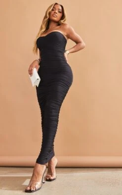 Shape Black Bandeau Ruched Midaxi Dress -Goremje Style e1e231ae6c98c6cbca2dccbc114a0a05a2b5e173 cme0425 4