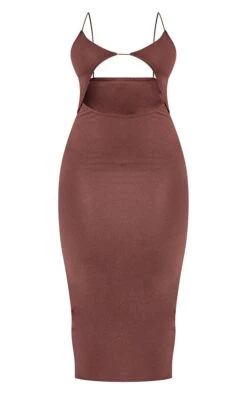 Shape Chocolate Brown Soft Rib Front Cut Out Midaxi Dress -Goremje Style e2e79ef9e8cc58384b4ce77daff58a04884eeb35 cmy0765 6