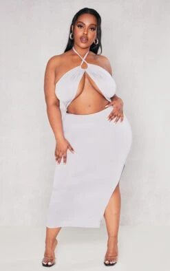 Plus Grey Cut Out Halterneck Midi Dress -Goremje Style e38f2612dc8c1ba54a57f2f6053484ec01e2fe57 cnd2487 1