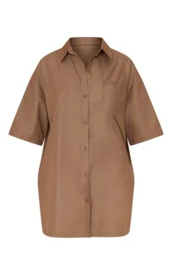 Tall Taupe Oversized Short Sleeve Shirt Dress -Goremje Style e461eb65a37b3cea046031ccabf693aa78321677 cmw5886 6