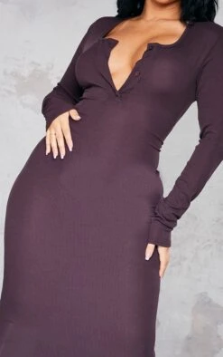 Shape Chocolate Brown Rib Button Front Long Sleeve Midaxi Dress -Goremje Style e50132d2c2ffb9e3c9a222b46b0650005e68f626 cnb4665 4