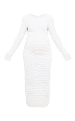 Maternity Cream Bubble Textured Midaxi Dress -Goremje Style e50f759e853dacb7fec30b1f7249f0bb81fa304a cnd0047 5