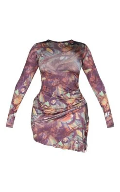 Shape Multi Print Slinky Long Sleeve Ruched Side Frill Hem Bodycon Dress -Goremje Style e568413dcc4318523134404e63fadd051f453791 cnb7652 5