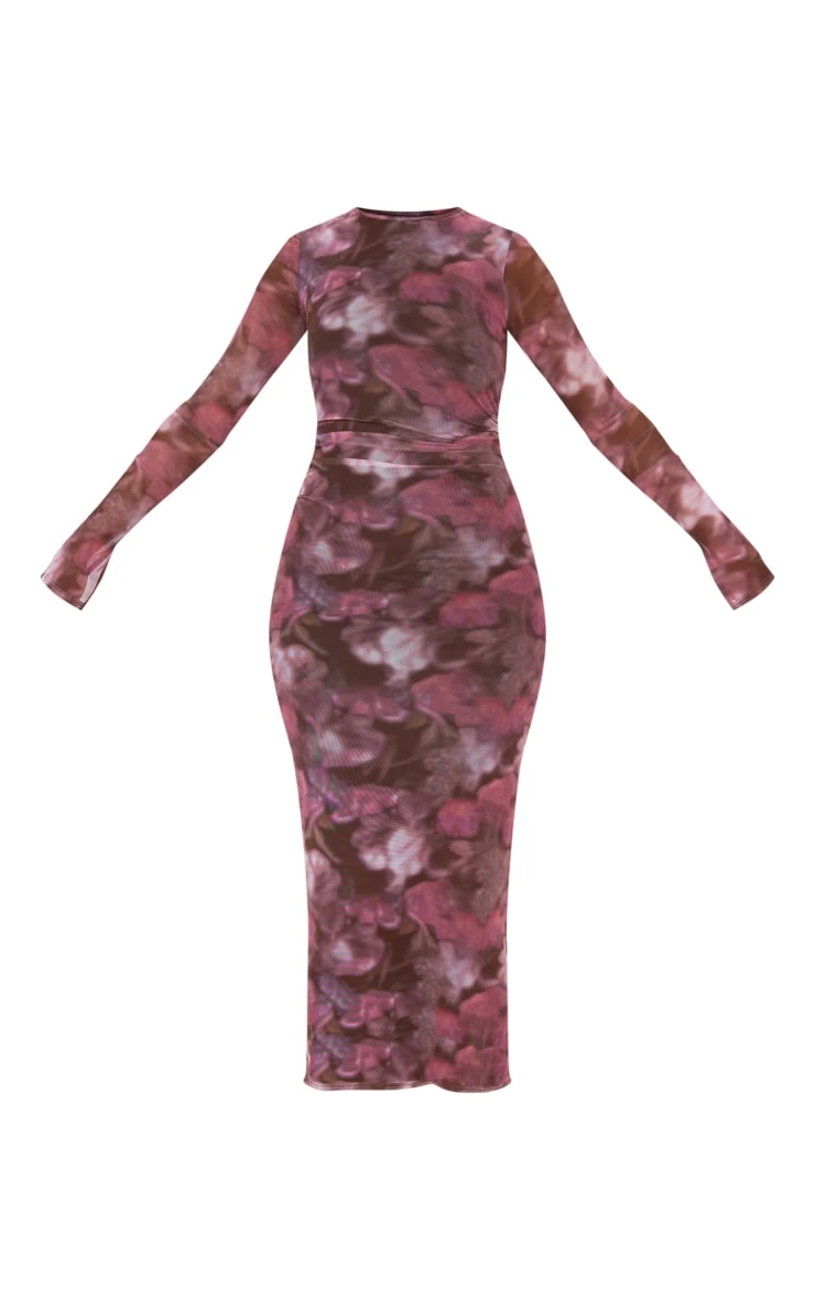 Tall Pink Floral Print Ruched Midaxi Dress 7 Tall Pink Floral Print Ruched Midaxi Dress - Image 5