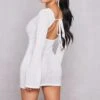 Petite White Textured Open Back Mini Dress -Goremje Style e6e1e7b03af77104cfa554595af6e4cbc5107a60 cne2182 1