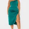 Plus Emerald Green Satin Drape Detail Side Split Midi Dress -Goremje Style e7f3b813bac0d3bfedac8d0bc05550ae430fea20 cmu5773 1