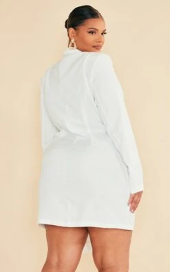 Plus White Pleated Front Drape Detail Blazer Dress -Goremje Style e86ed8501b7d62c54ce2ff165f874959e603799b cnc9642 2