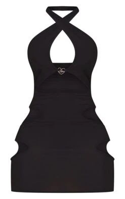 Shape Black Halterneck Branded Trim Cut Out Bodycon Dress -Goremje Style e88354bf3d6f340131105ad9773e11472ba01a4f cmw7758 6