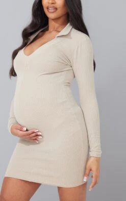Maternity Stone Plunge Polo Neck Mini Dress -Goremje Style e965c0a16b193d8eb3e04562f0004f1b31cc3550 cmw5813 5
