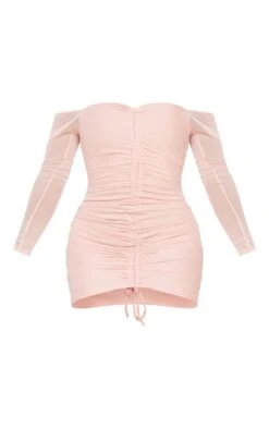 Shape Dusty Rose Mesh Ruched Bardot Bodycon Dress -Goremje Style ea1210b23b7a7fe0f2048ca07d143d23c375ce8e cme1151 5