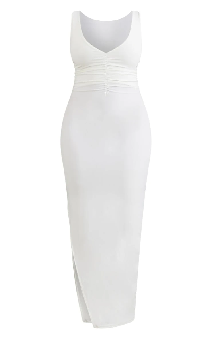 Shape Cream Sleeveless Ruched Bust Slinky Midaxi Dress 7 Shape Cream Sleeveless Ruched Bust Slinky Midaxi Dress - Image 5